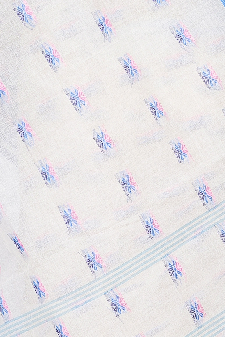 Sky Blue Pure Cotton Alkari Tant Saree (176)
