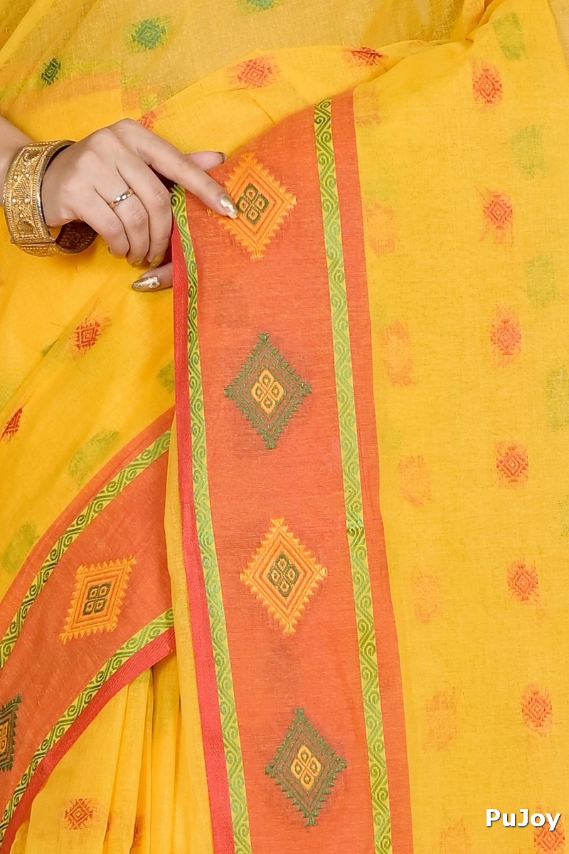 Yellow Pure Cotton Apula Tant Saree (1763)