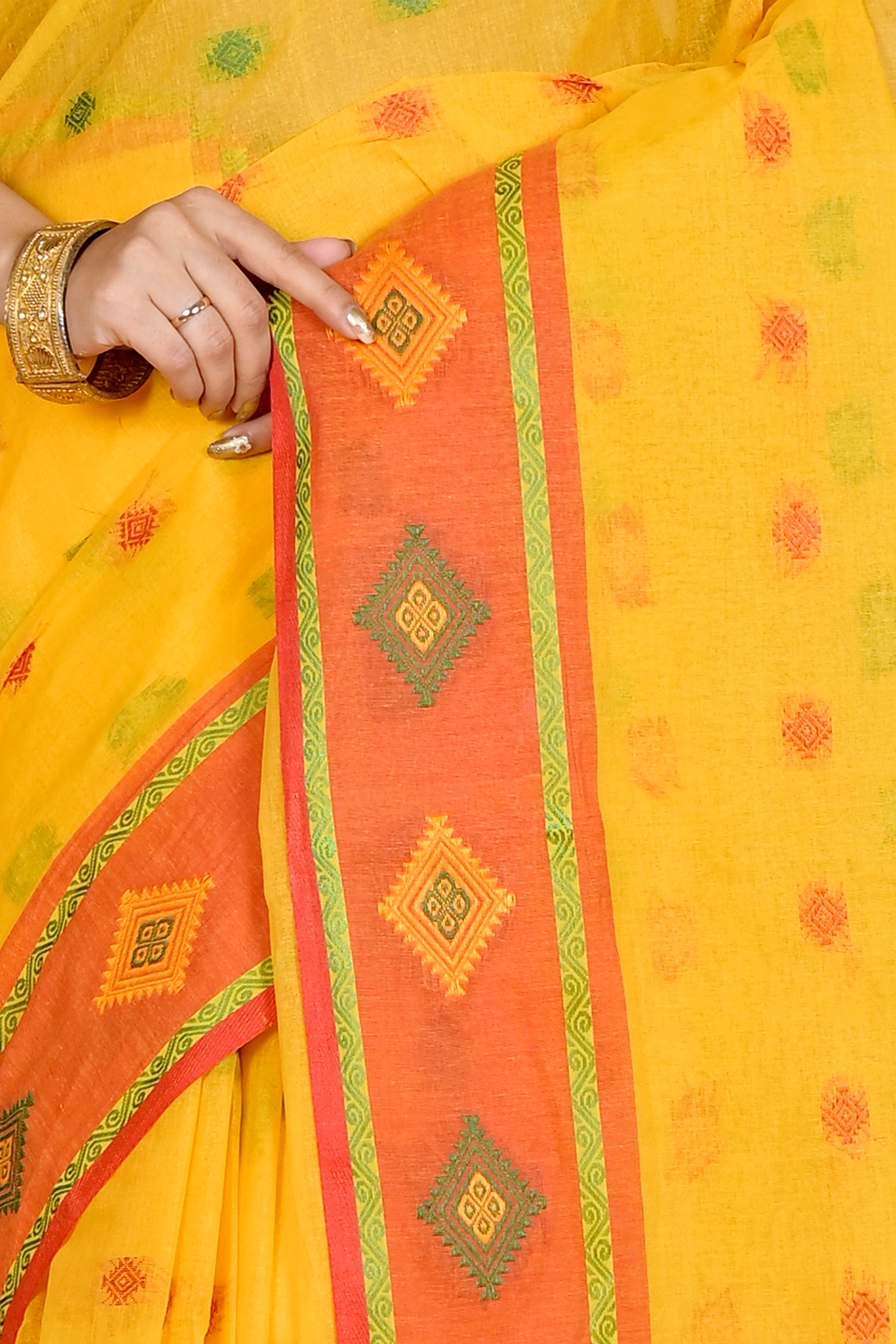 Yellow Pure Cotton Apula Tant Saree (1763)