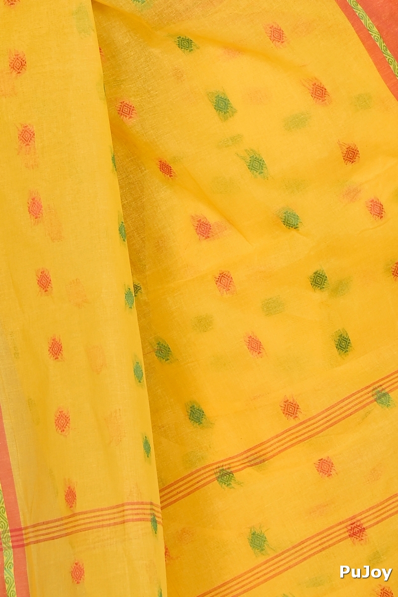 Yellow Pure Cotton Apula Tant Saree (1763)