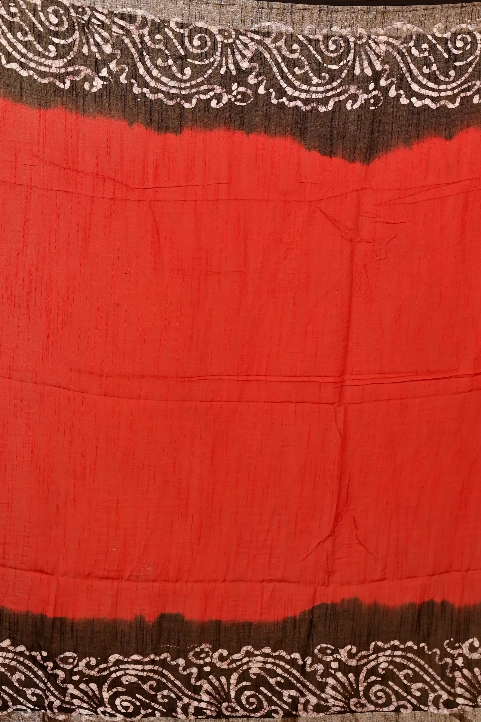 Red Black Pure Cotton Batikato Batik Print Saree (1768)