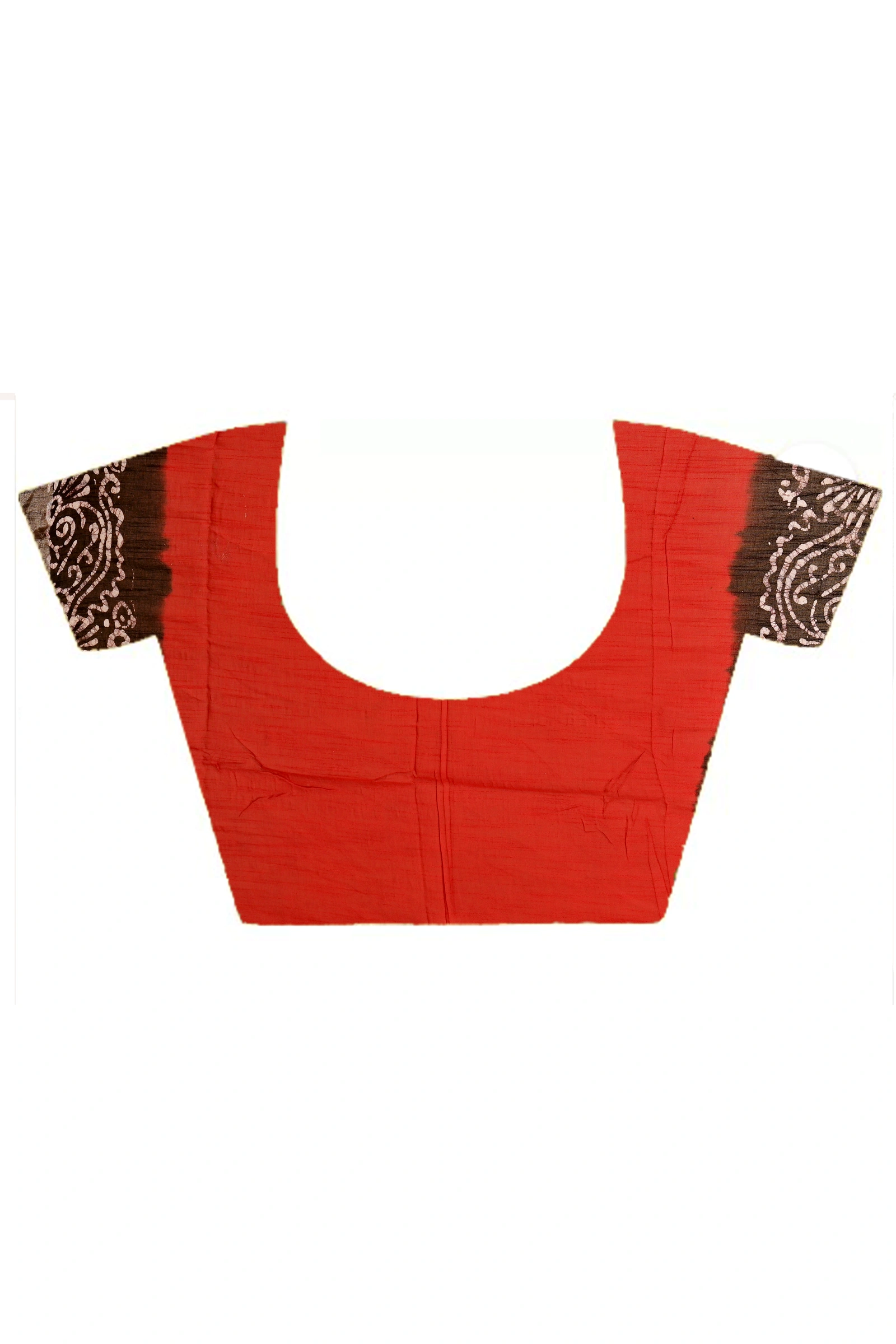 Red Black Pure Cotton Batikato Batik Print Saree (1768)
