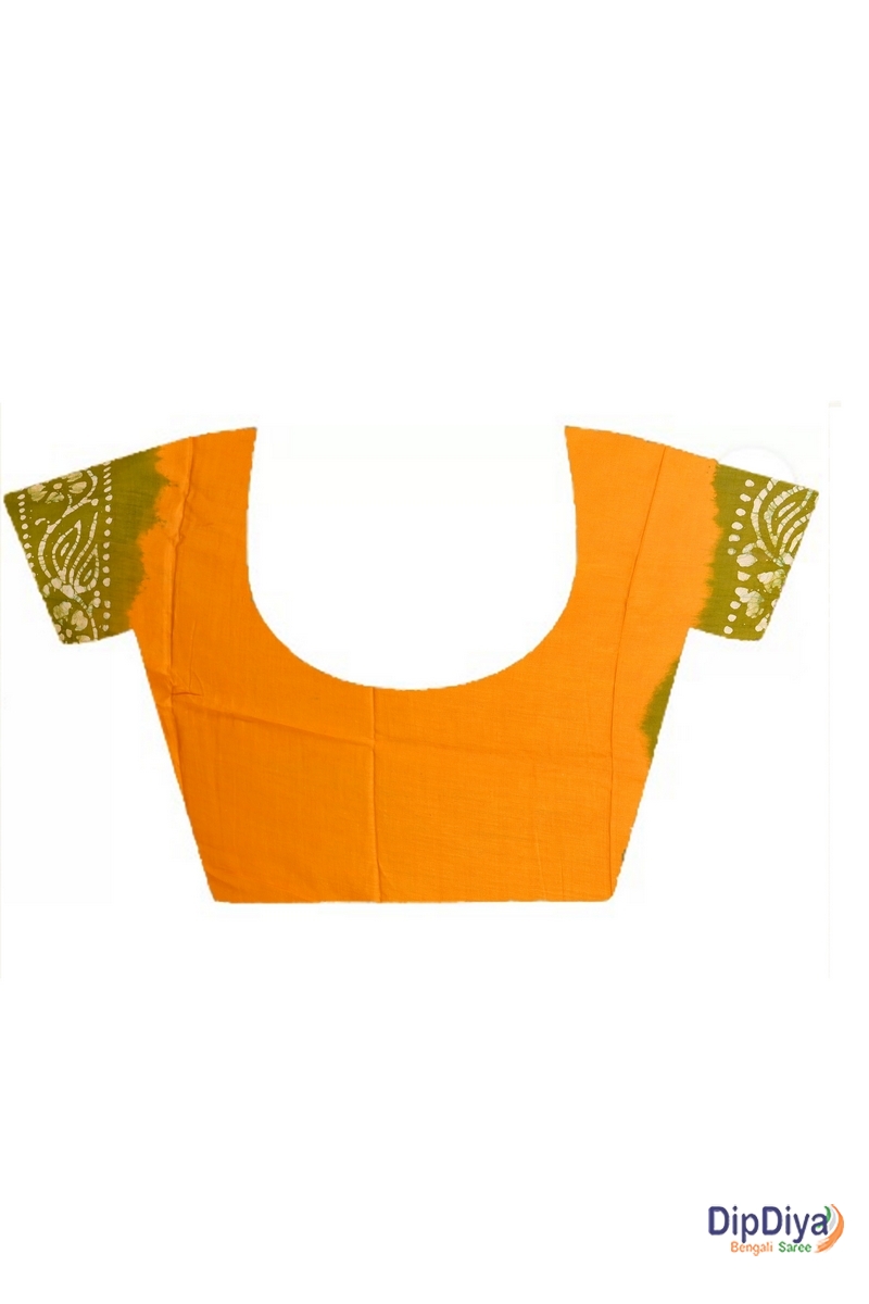 Yellow Green Pure Cotton Batikato Batik Print Saree (1770)