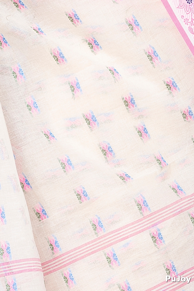 Pink Pure Cotton Alkari Tant Saree (178)