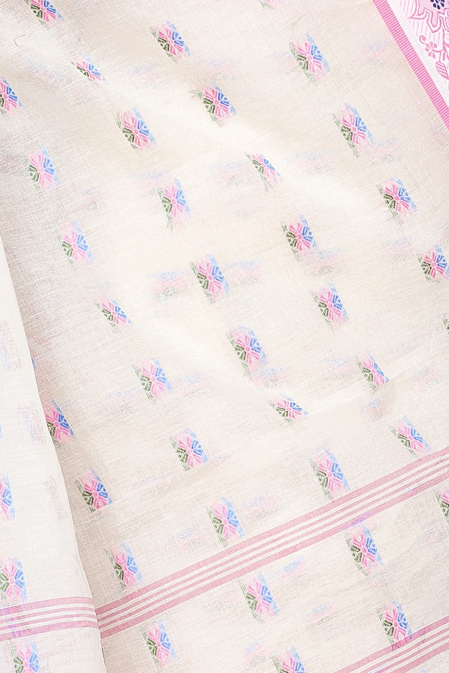 Pink Pure Cotton Alkari Tant Saree (178)