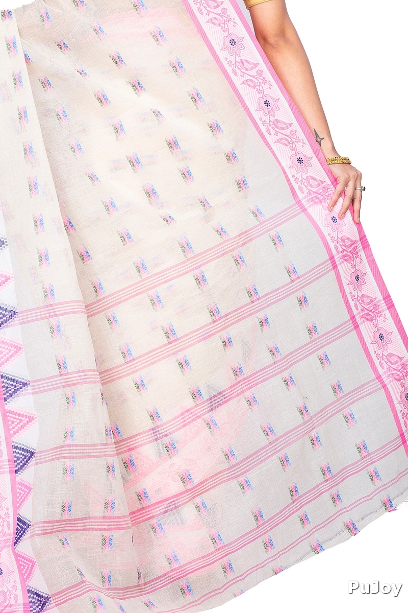 Pink Pure Cotton Alkari Tant Saree (178)