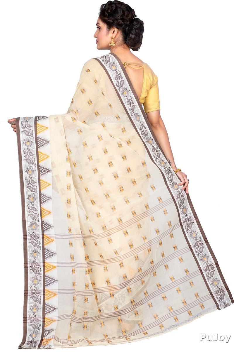 Brown Pure Cotton Alkari Tant Saree (179)