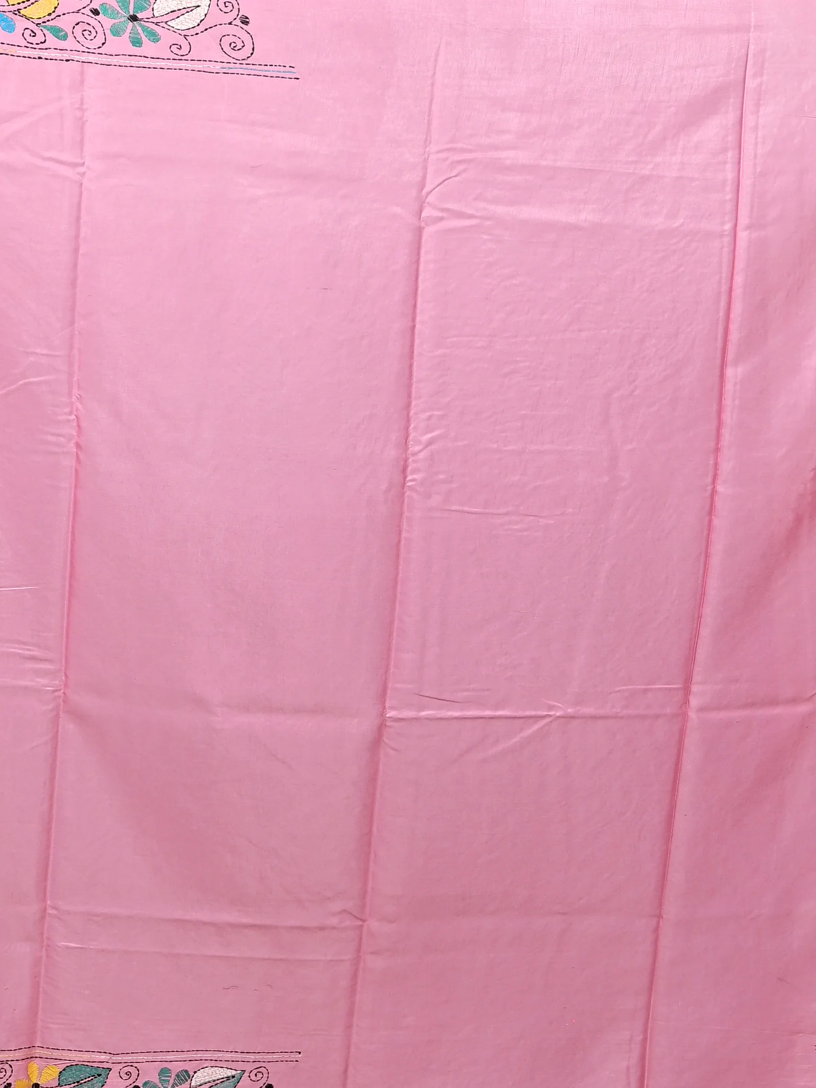 Pink Cotton Bolpur Kantha Stitch Saree (18)