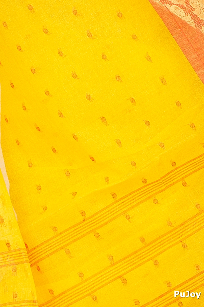 Yellow Pure Cotton Asmani Tant Saree (180)