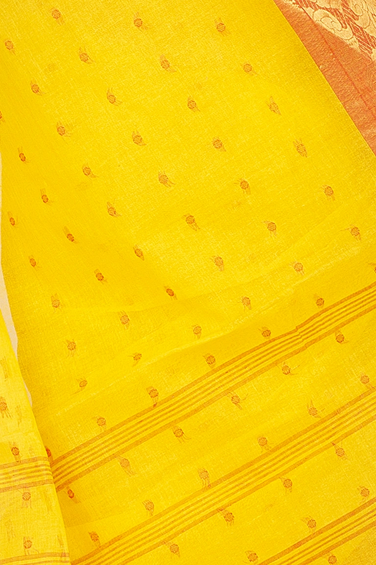 Yellow Pure Cotton Asmani Tant Saree (180)