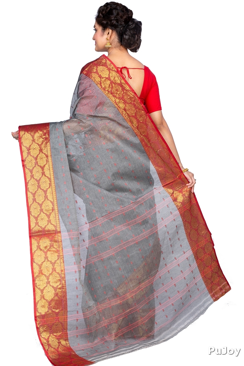 Grey Pure Cotton Asmani Tant Saree (182)