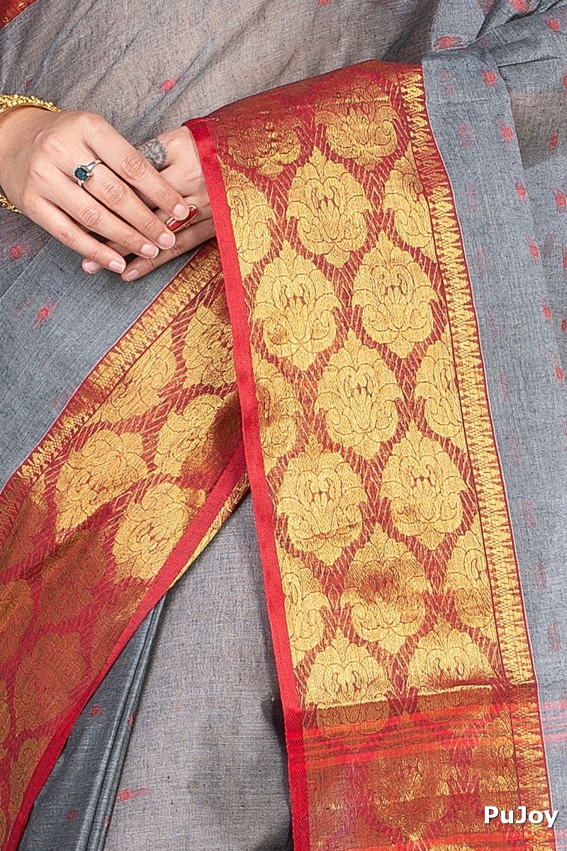Grey Pure Cotton Asmani Tant Saree (182)