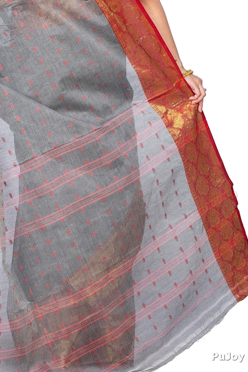 Grey Pure Cotton Asmani Tant Saree (182)