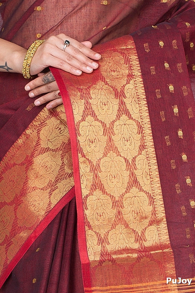 Brown Pure Cotton Asmani Tant Saree (183)