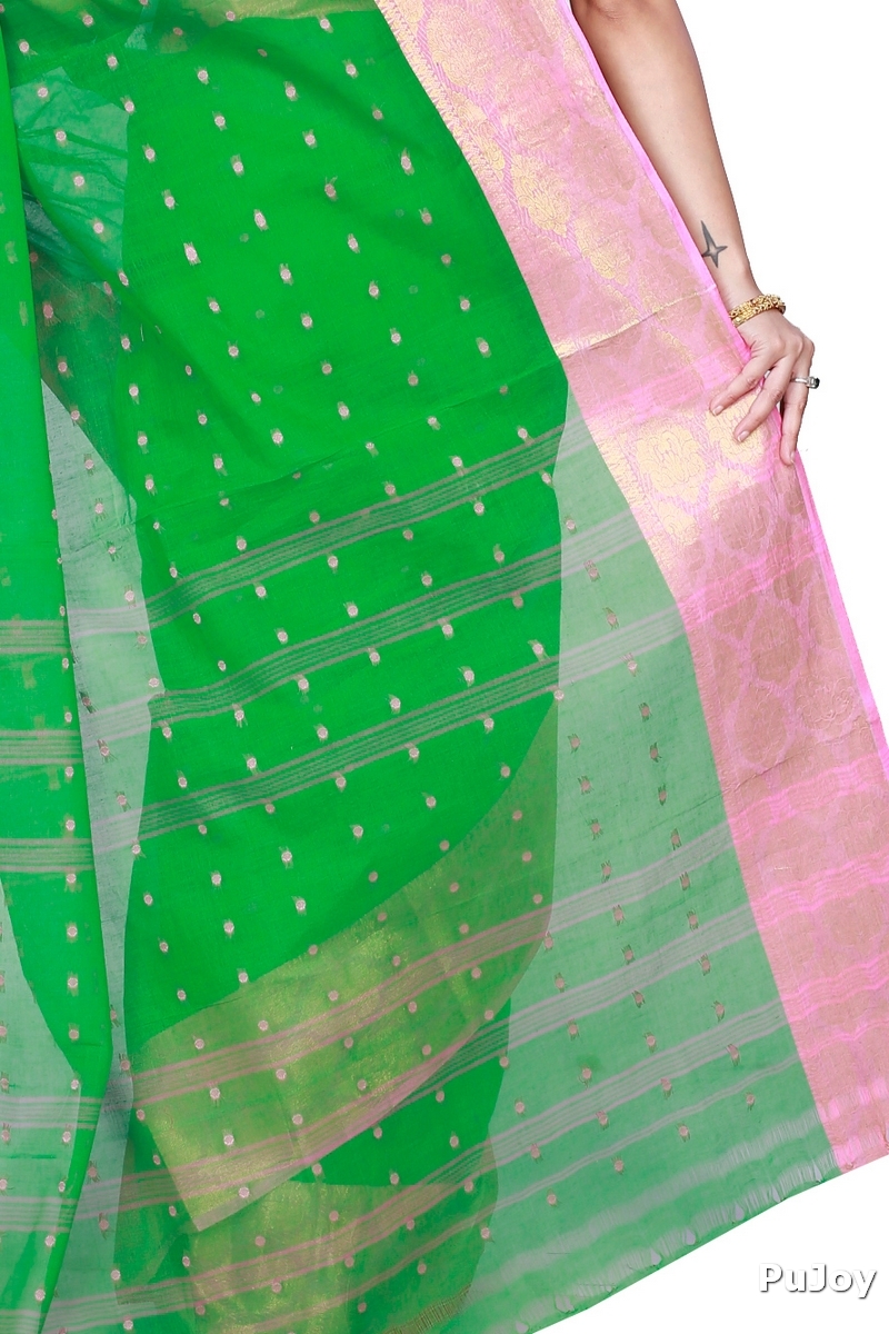 Green Pure Cotton Asmani Tant Saree (184)