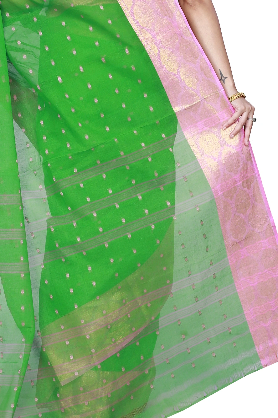 Green Pure Cotton Asmani Tant Saree (184)