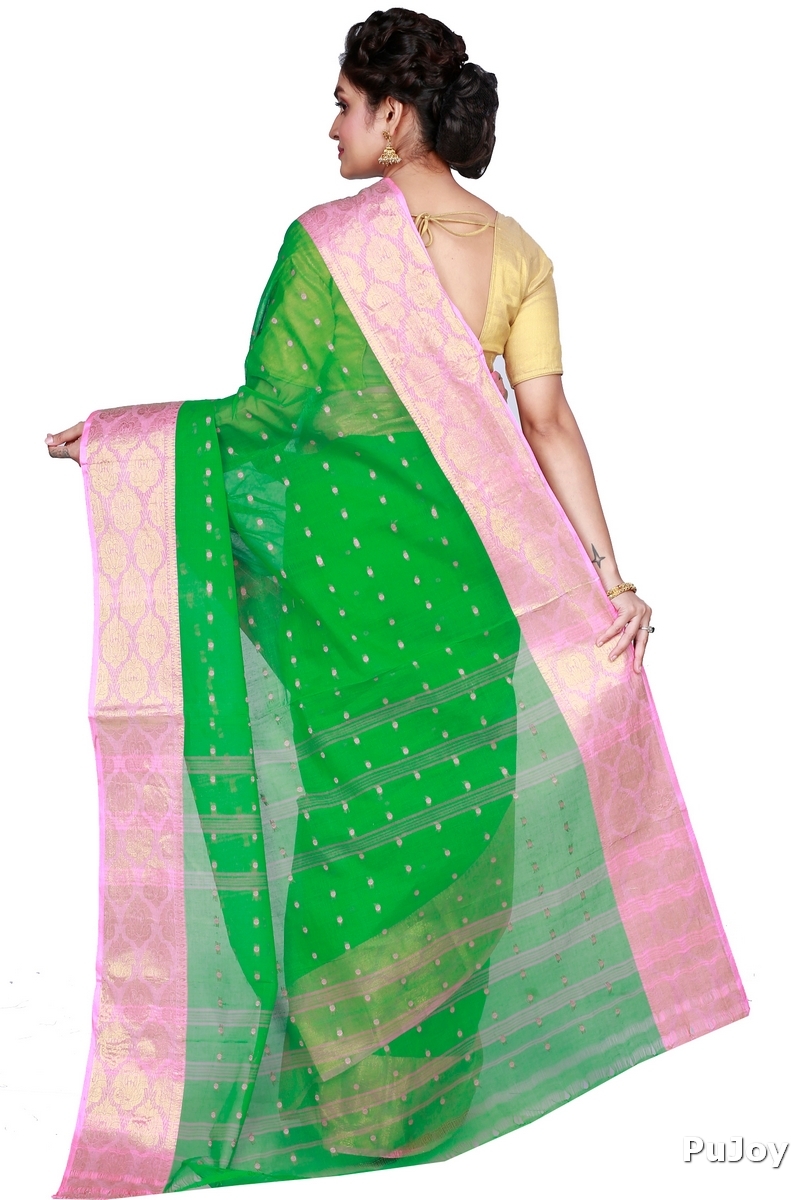 Green Pure Cotton Asmani Tant Saree (184)