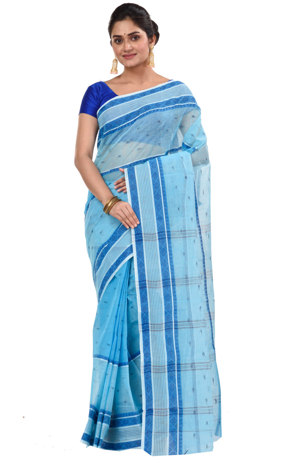 Blue Pure Cotton Debdash Tant Saree (1850)