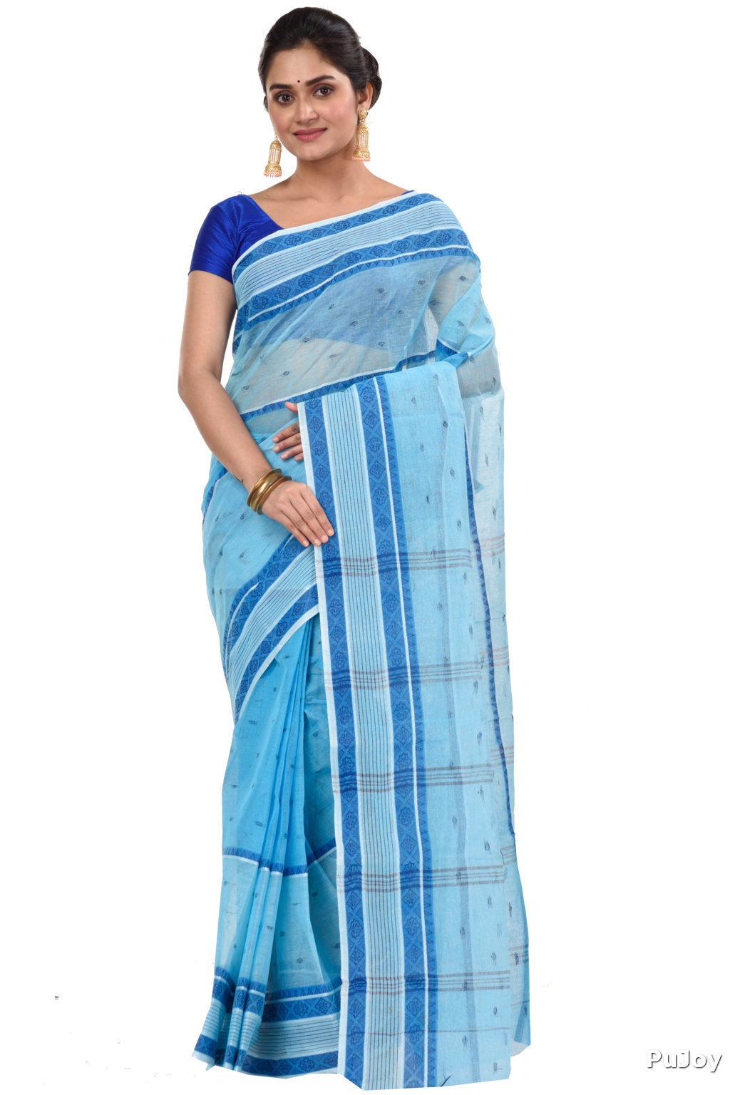 Blue Pure Cotton Debdash Tant Saree (1850)