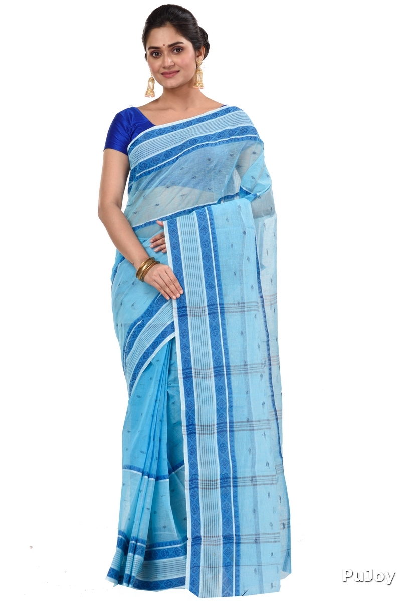 Blue Pure Cotton Debdash Tant Saree (1850)