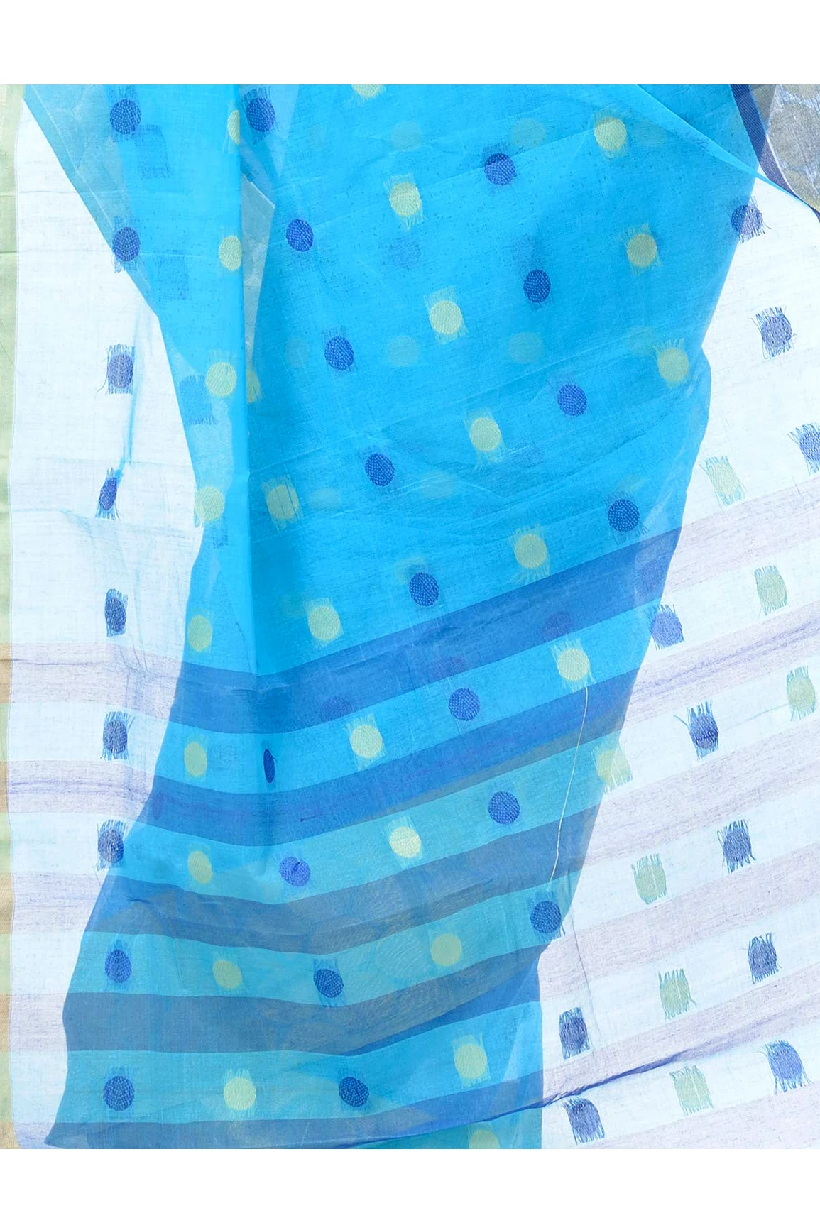 Blue Pure Cotton Ganga Jamuna Tant Saree (1861)
