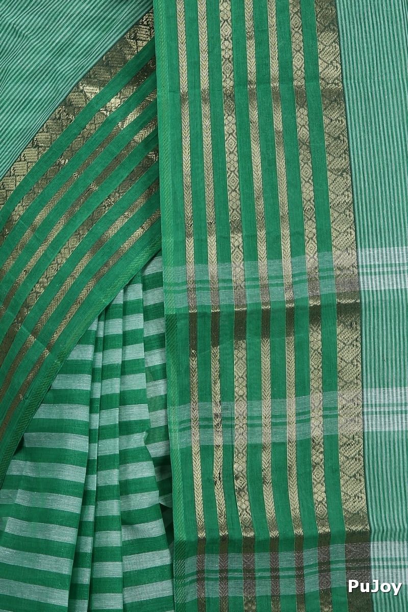 Green Pure Cotton Zori Border Tant Saree (1876)