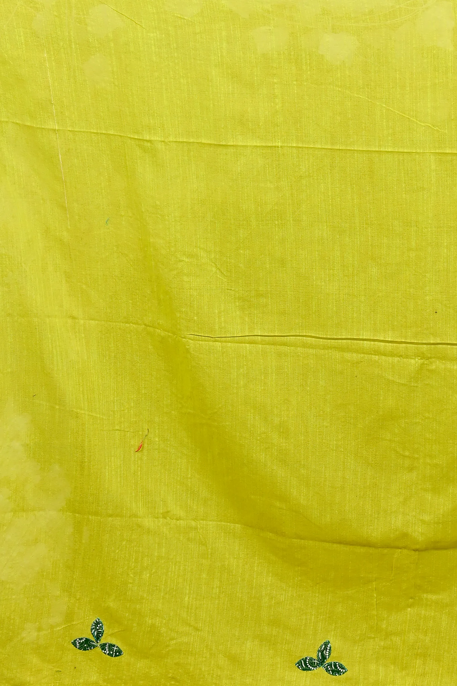 Lime Green Pure Cotton Pakhi Kantha Stitch Saree (1880)