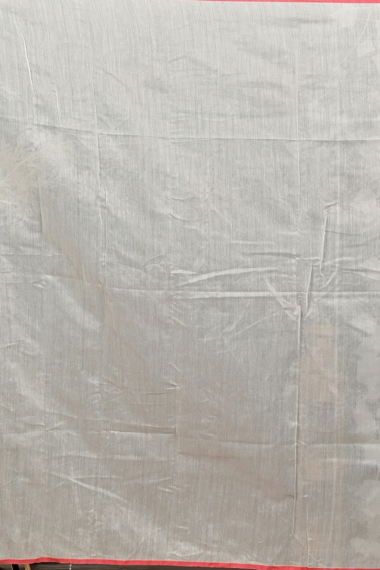 White Red Cotton Blend Variti embhand Embroidery Handloom saree (1882)