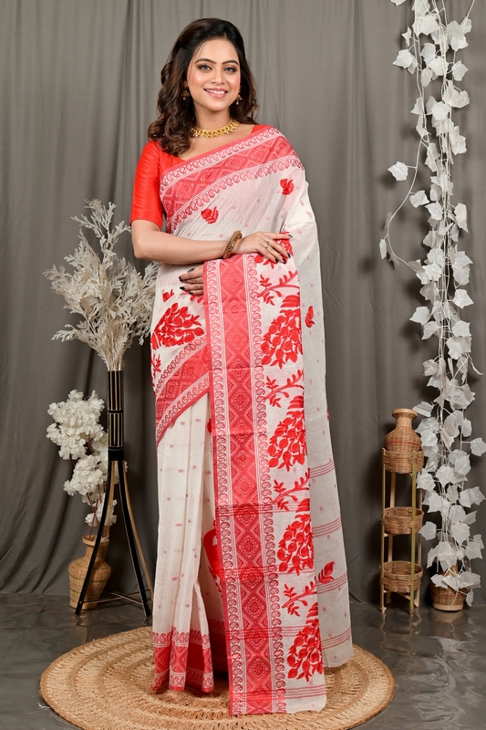 White Red Pure Cotton Variti embtat Tant Embroidery (1889)