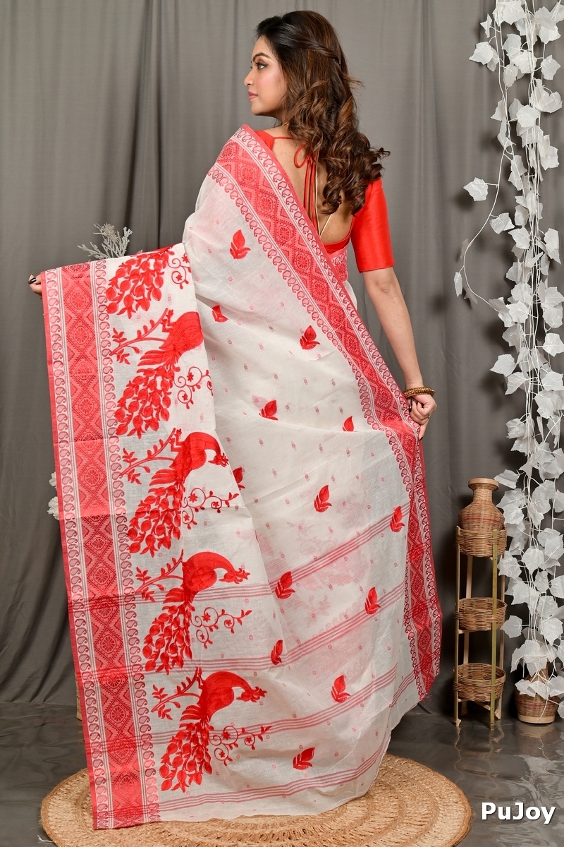 White Red Pure Cotton Variti embtat Tant Embroidery (1889)