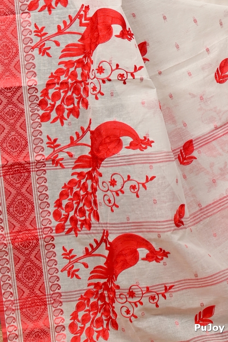White Red Pure Cotton Variti embtat Tant Embroidery (1889)