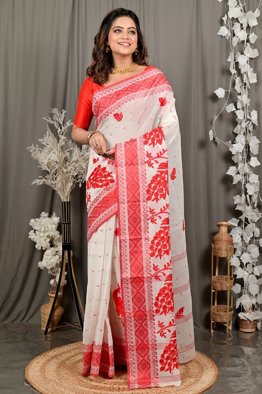 White Red Pure Cotton Variti embtat Tant Embroidery (1889)