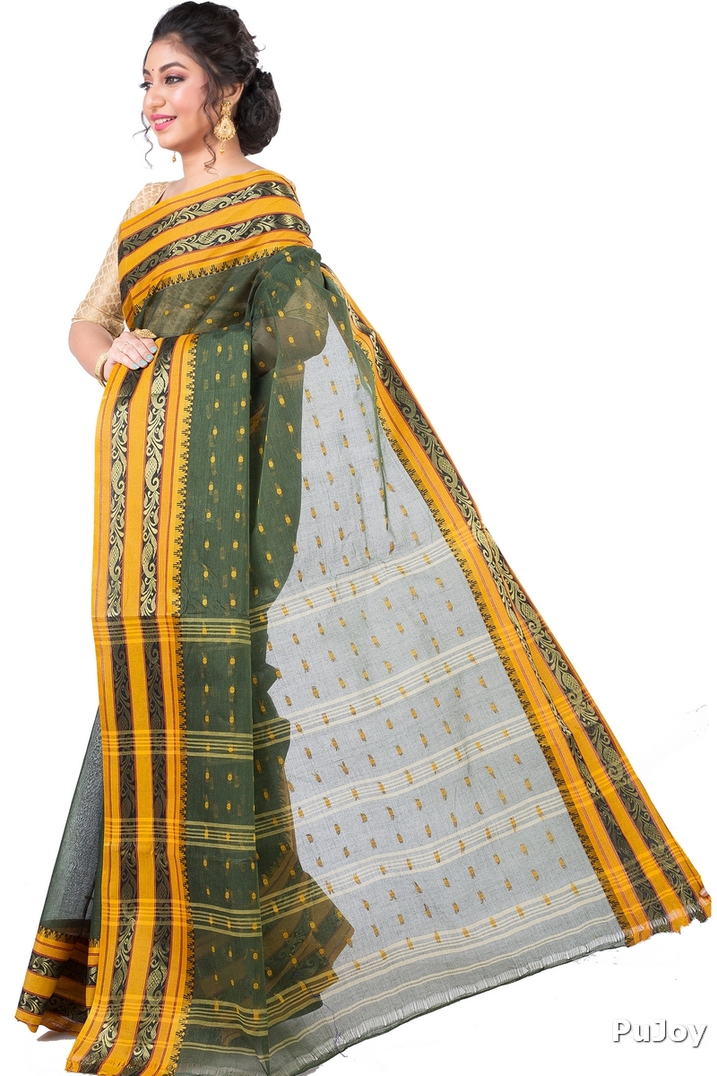 Beige Pure Cotton Alpona Tant Saree (189)