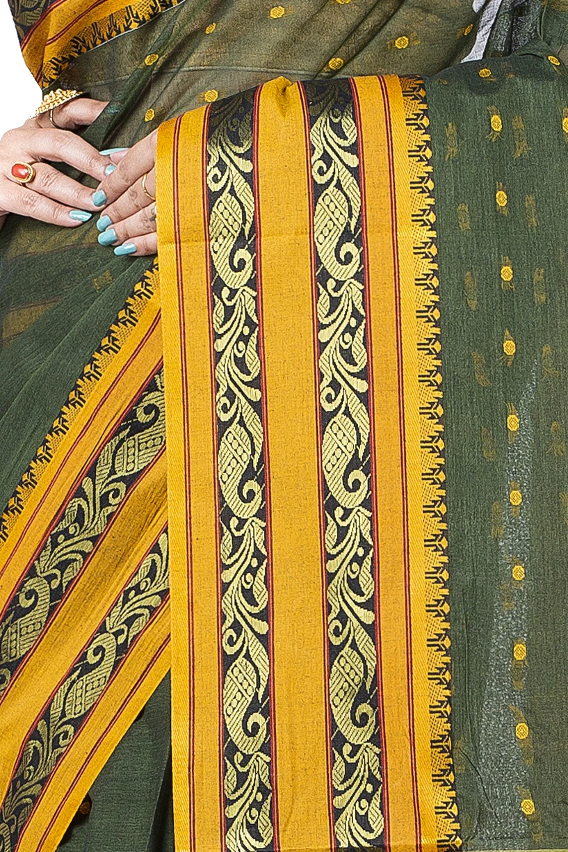 Beige Pure Cotton Alpona Tant Saree (189)
