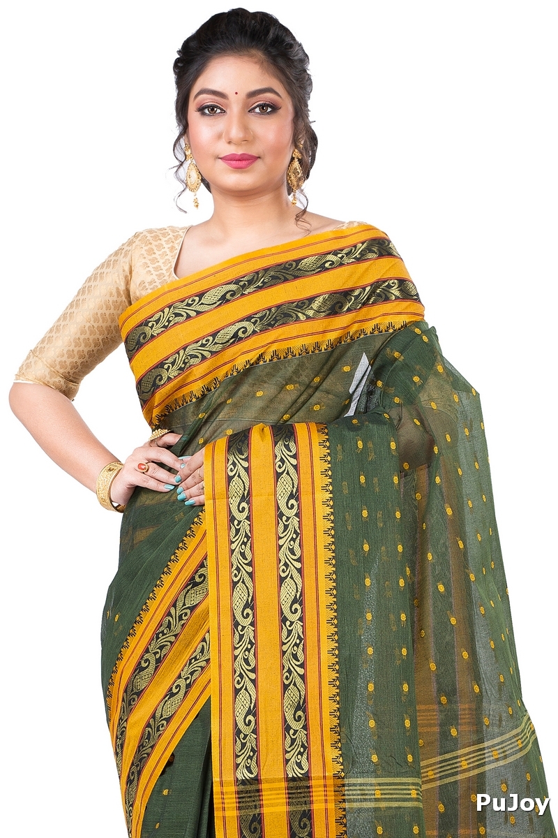 Beige Pure Cotton Alpona Tant Saree (189)