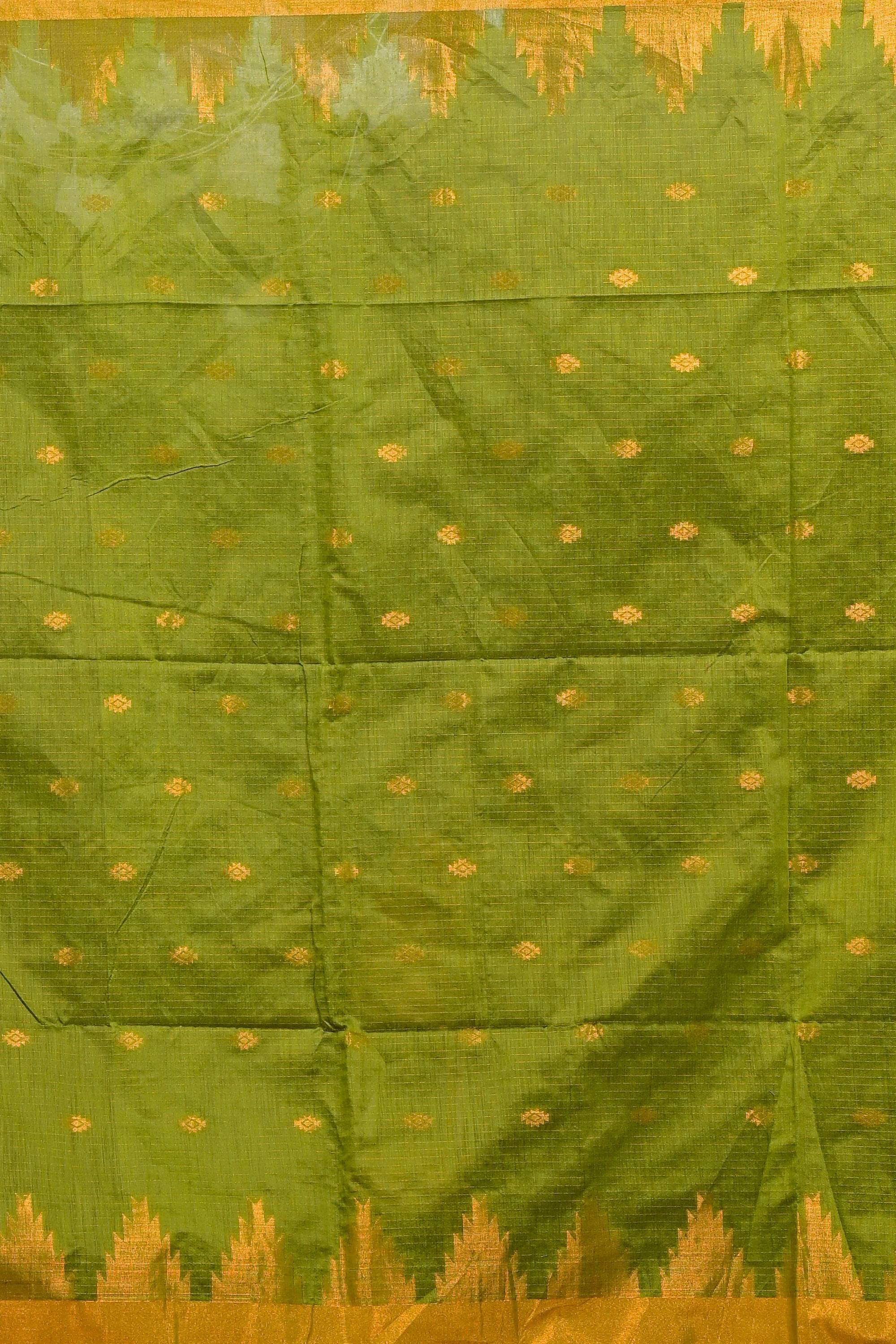 Green Cotton Blend Daypi Hand Loom Saree (1892)
