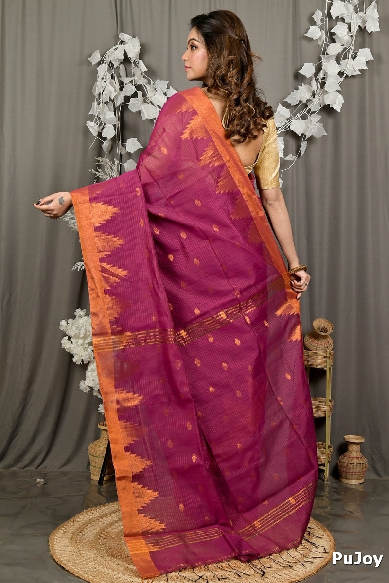 Magenta Cotton Blend Daypi Hand Loom Saree (1893)