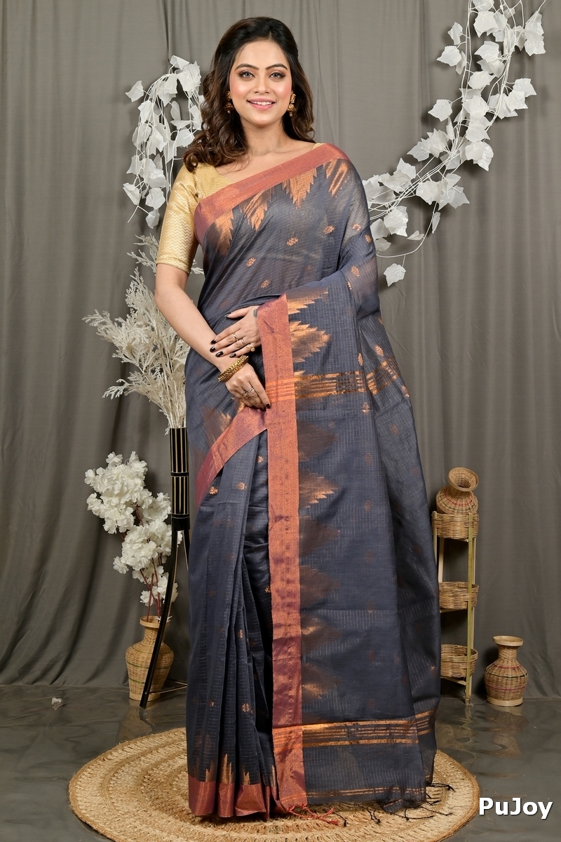 Black Cotton Blend Daypi Hand Loom Saree (1894)