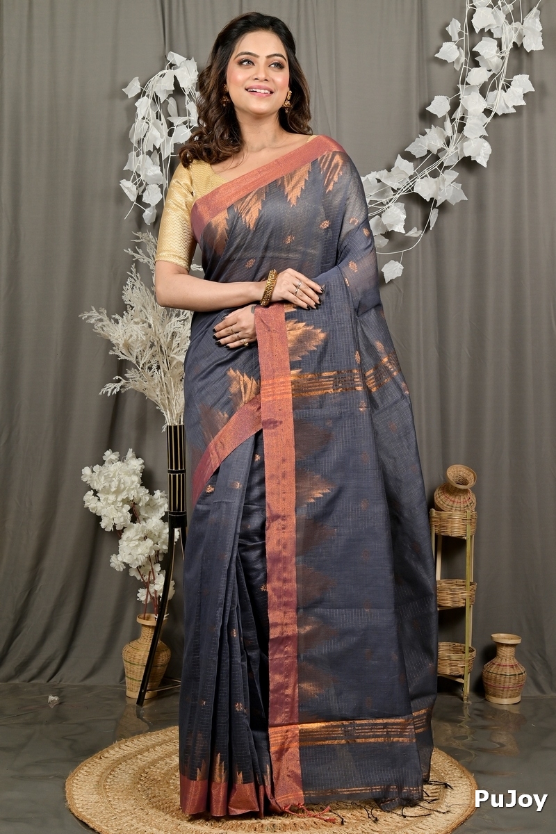 Black Cotton Blend Daypi Hand Loom Saree (1894)