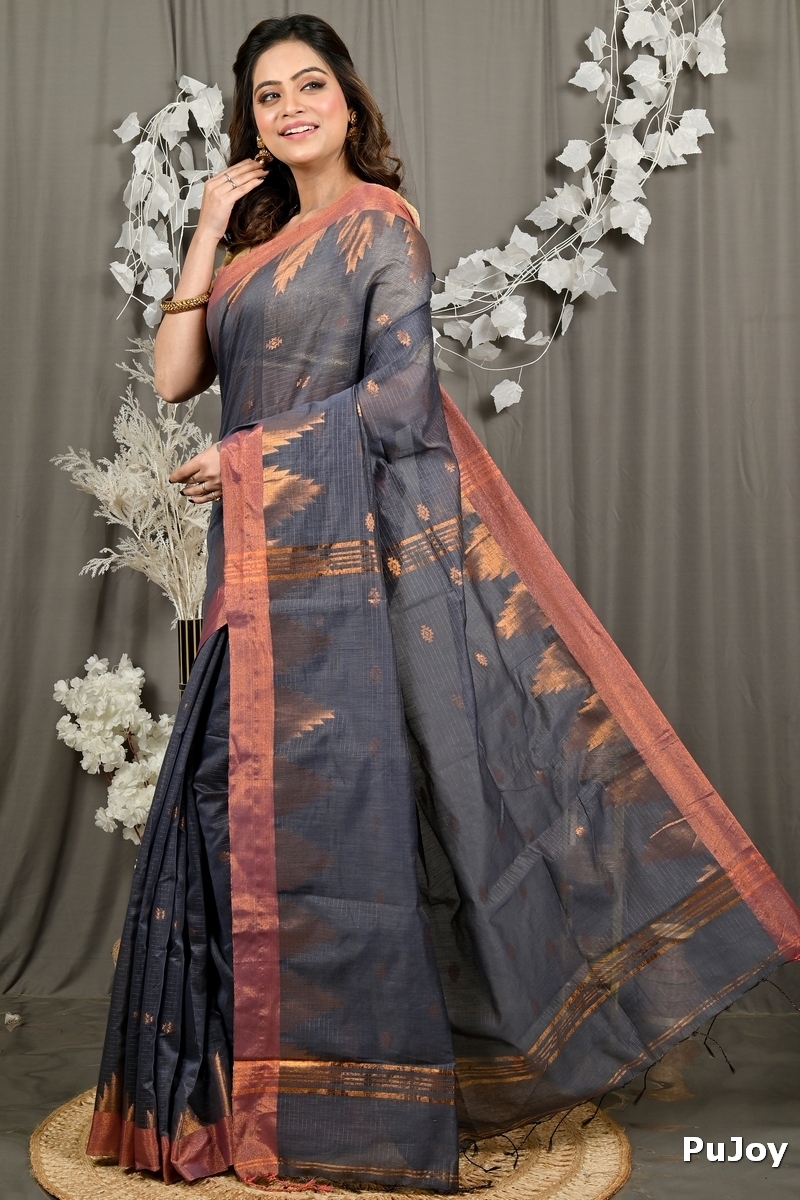 Black Cotton Blend Daypi Hand Loom Saree (1894)