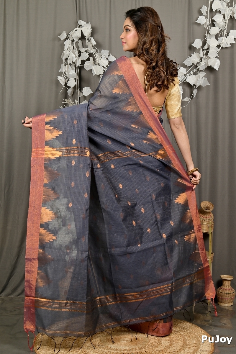 Black Cotton Blend Daypi Hand Loom Saree (1894)