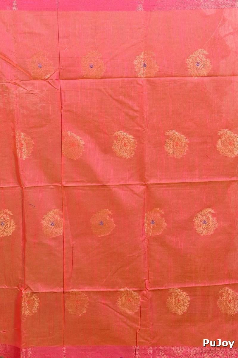 Mehndi Green Pink Cotton Blend Daymin Hand Loom Saree (1897)