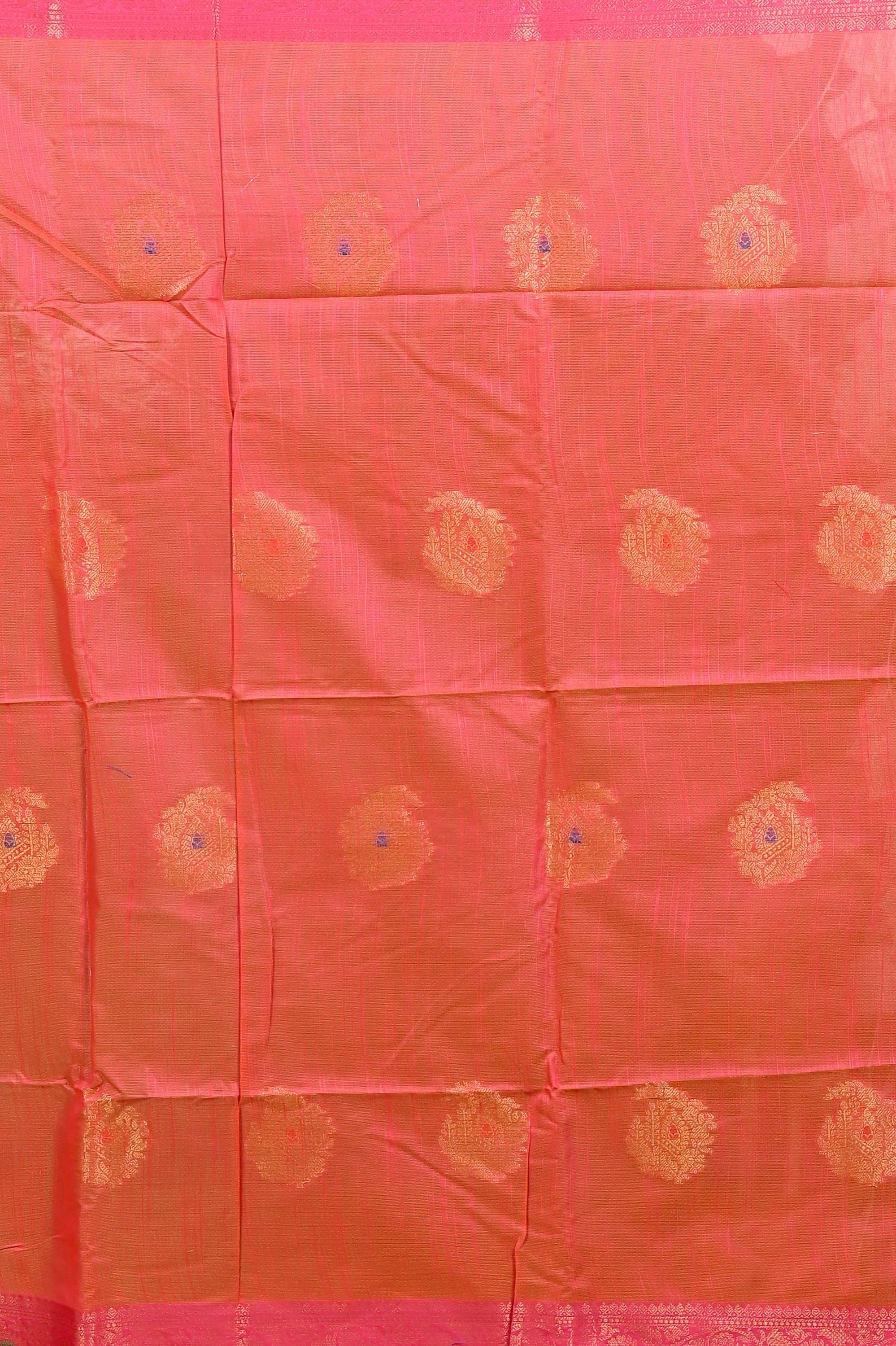 Mehndi Green Pink Cotton Blend Daymin Hand Loom Saree (1897)