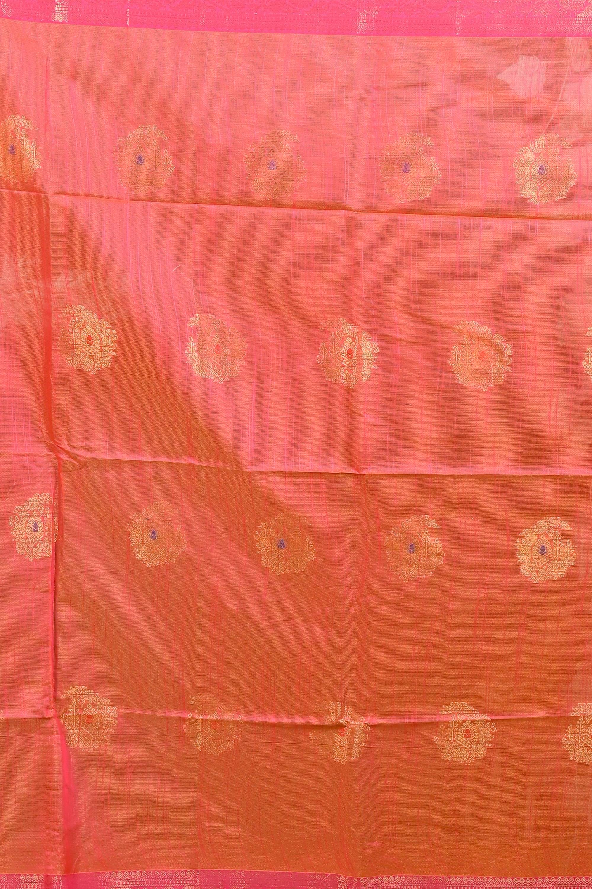 Pesta Green Pink Cotton Blend Daymin Hand Loom Saree (1899)