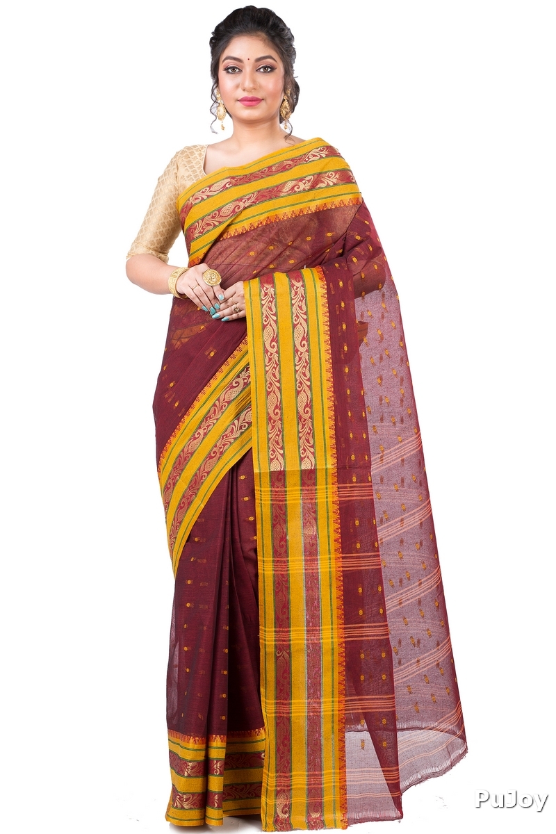 Beige Pure Cotton Alpona Tant Saree (190)