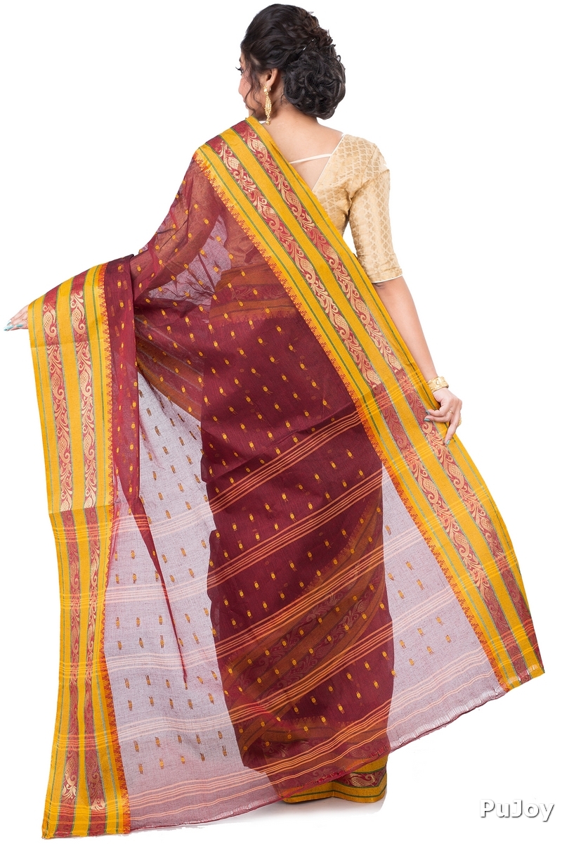 Beige Pure Cotton Alpona Tant Saree (190)