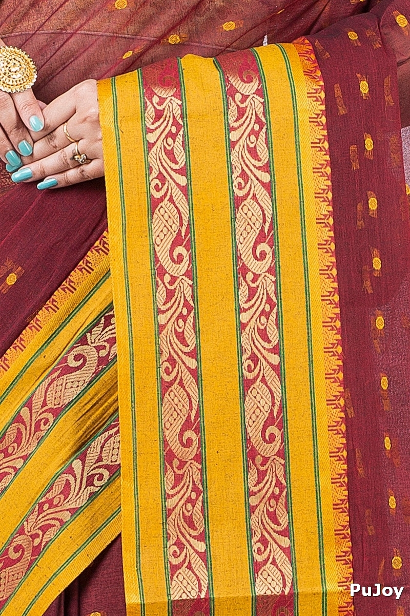 Beige Pure Cotton Alpona Tant Saree (190)