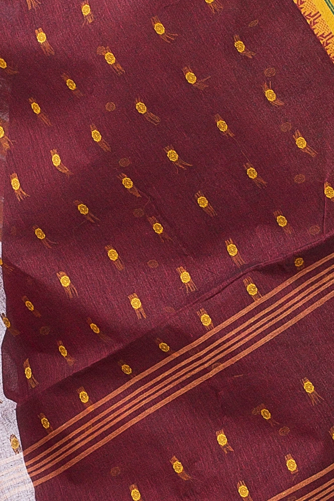 Beige Pure Cotton Alpona Tant Saree (190)