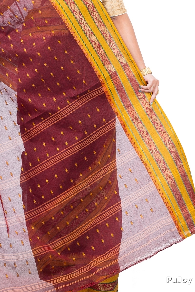 Beige Pure Cotton Alpona Tant Saree (190)