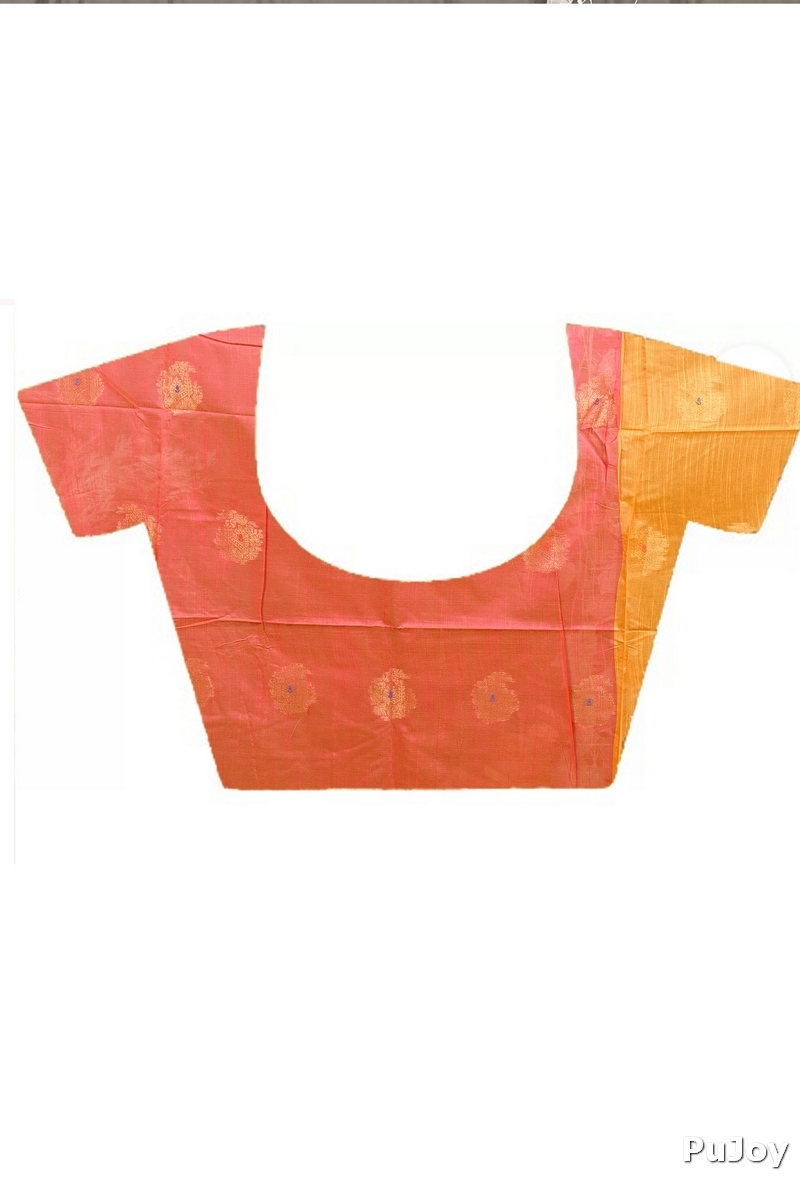 Yellow Pink Cotton Blend Daymin Hand Loom Saree (1901)